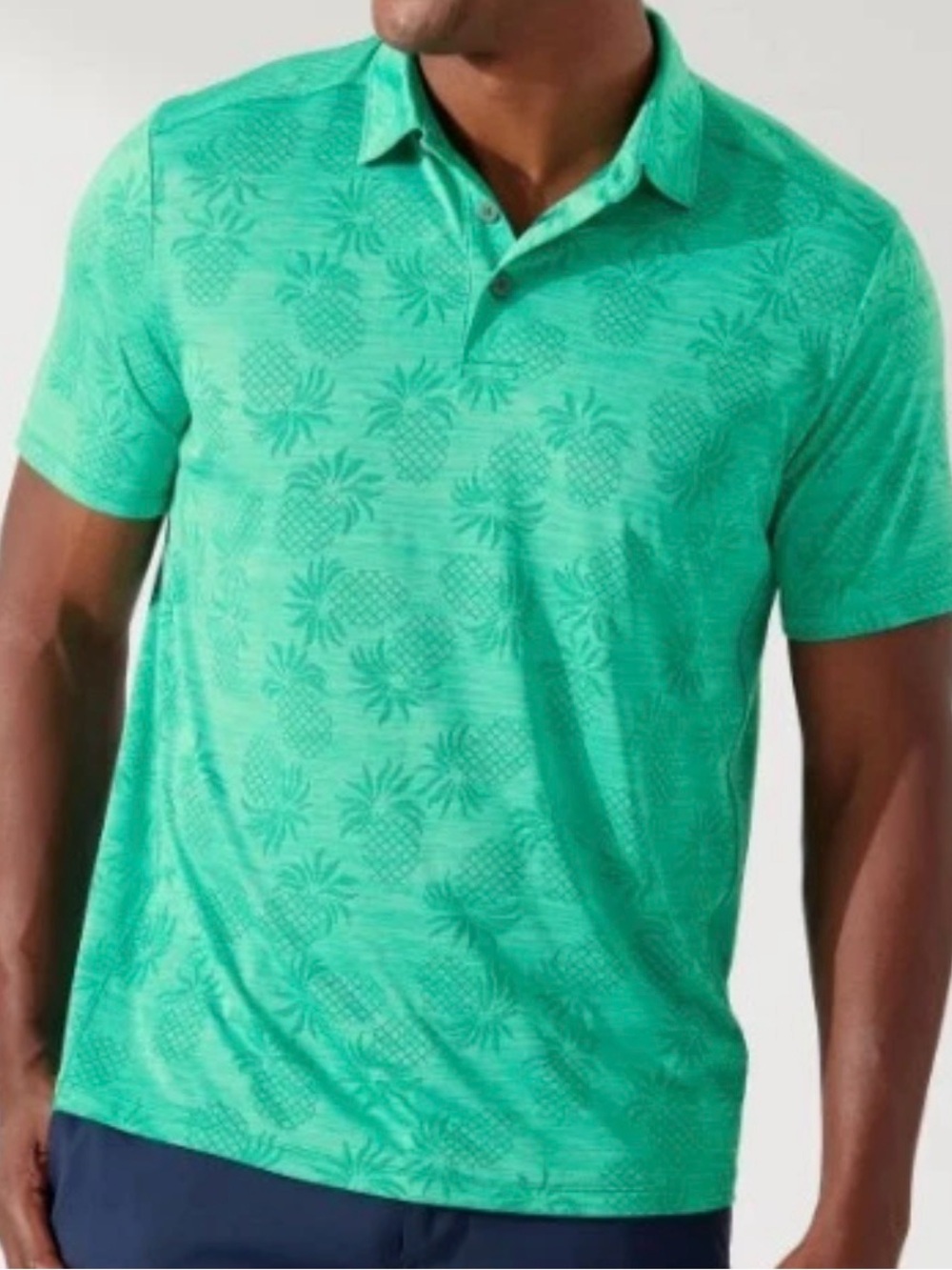 Tommy Bahama Men's Large Green Pineapple Print Polo Shirt Golf Casual